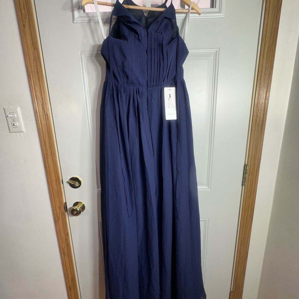 Elegant Navy Blue Women's Dress - Picture 3 of 5